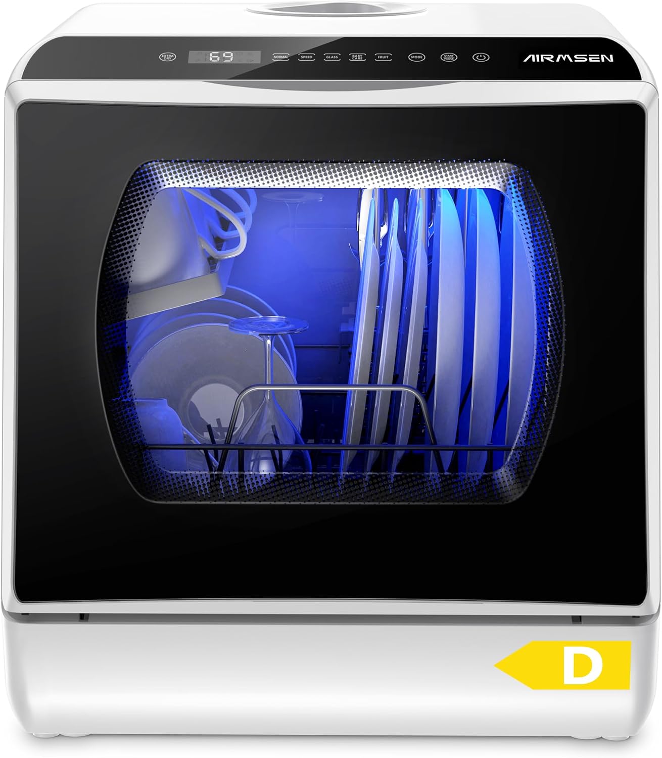 AIRMSEN Mini Table Top Dishwasher - Upgraded 6 Programs