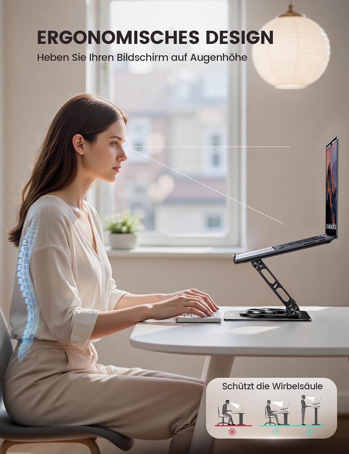 Detalle de Lamicall Laptop Ständer – Verstellbarer 360° Laptopständer aus Aluminium, faltbar, kompatibel mit 10–17,3