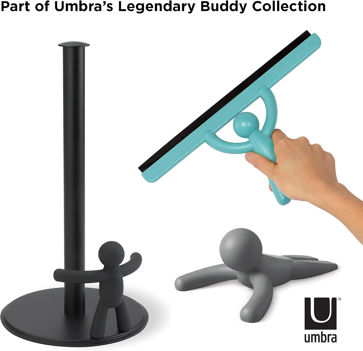 Thumbnail 5 de Umbra Buddy keukenrolhouder, zwart, voor eenhandig afscheuren