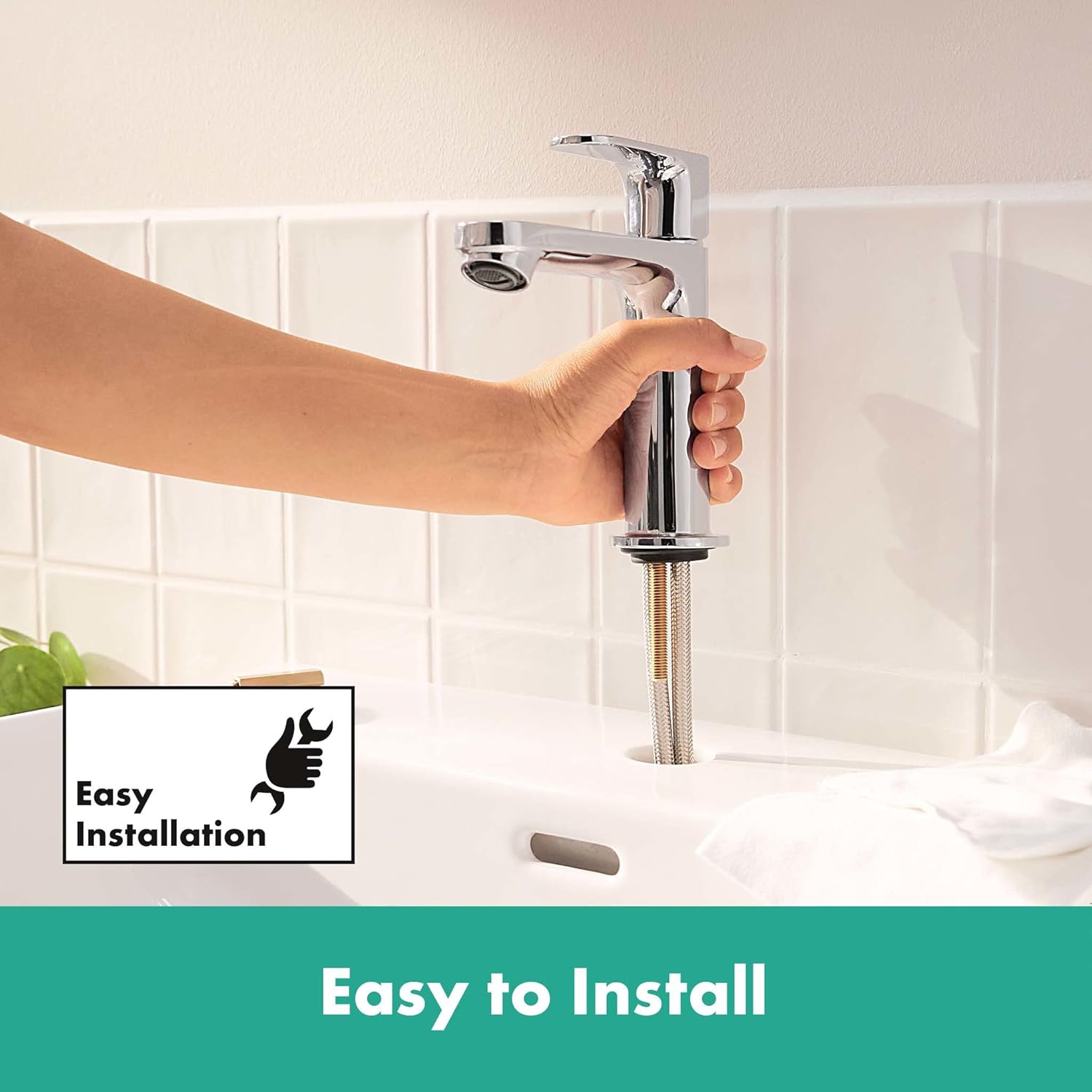 Thumbnail 6 de Hansgrohe Rebris S – Mitigeur de lavabo sans tirette ni vidage, économie d'énergie et d'eau, hauteur sous bec 109 mm