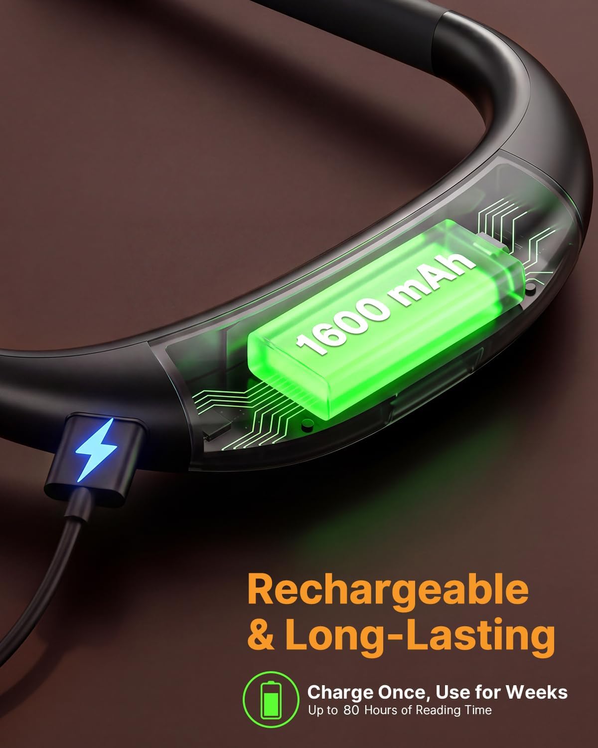 Detalle 2 de EastPin GH-9 Rechargeable Neck Reading Light with Dual LED Lamps