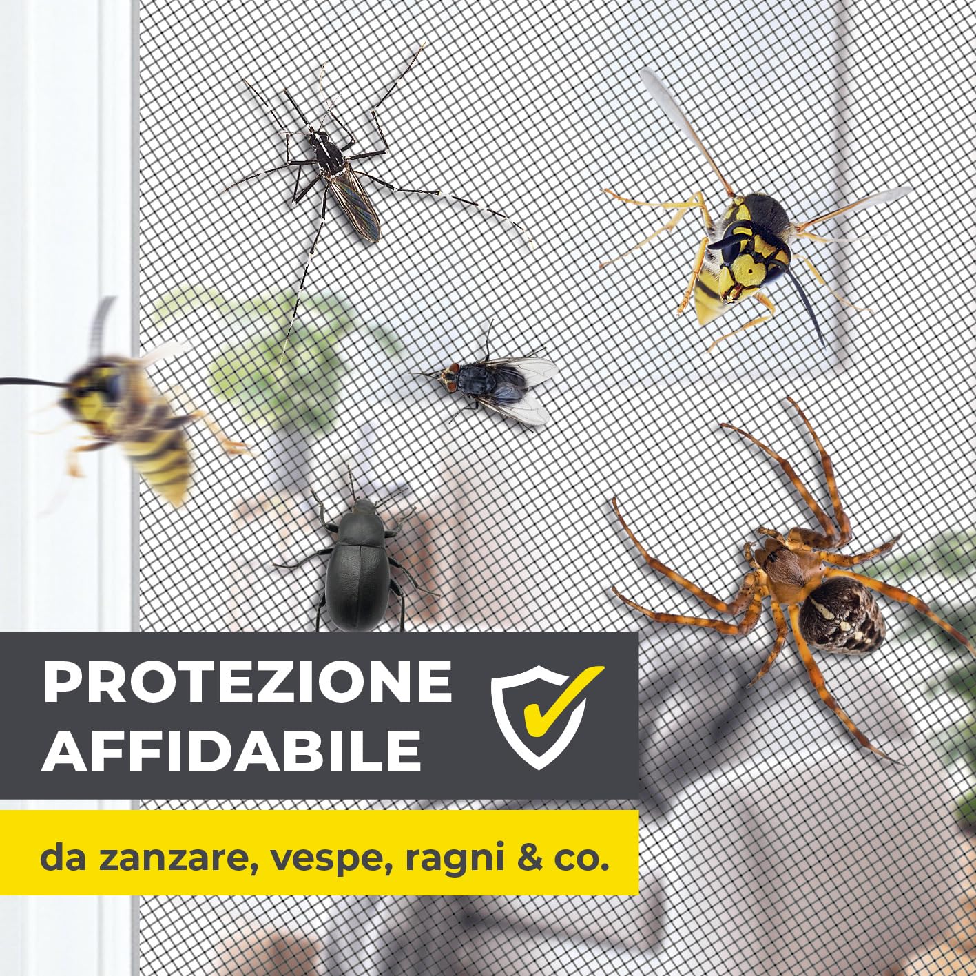 Thumbnail 2 de EASYmaxx zanzariera per finestra con chiusura a strappo tagliabile fino a 150 x 180 cm (rete nera)