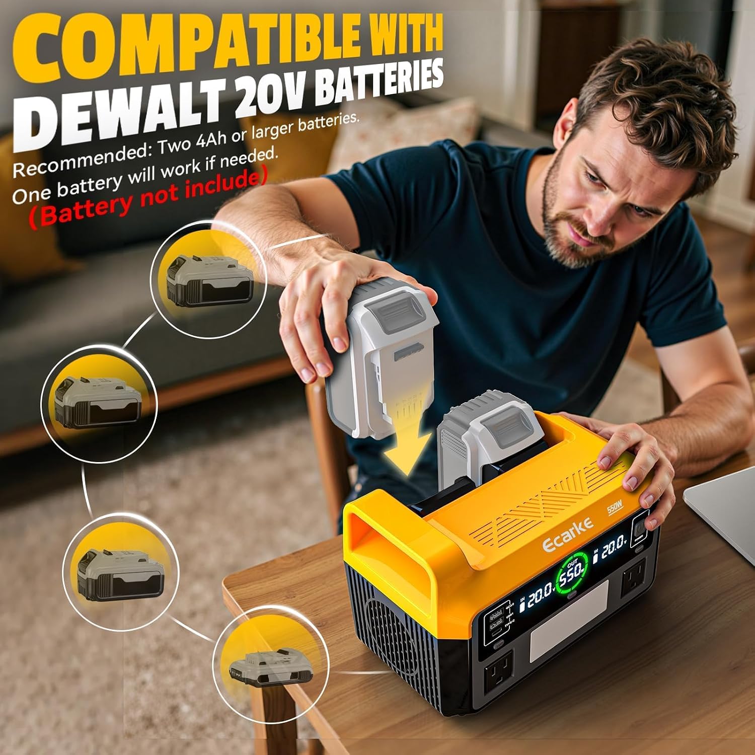 Thumbnail 5 de Dewalt 550W Portable Power Inverter 110V ๐