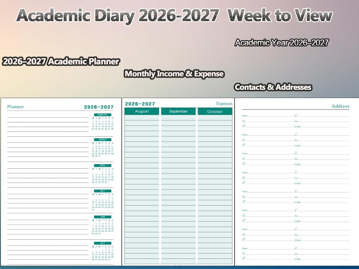 Detalle de Academic Diary 2026–2027 A5 Week to View – Lavender Hardback Weekly Planner
