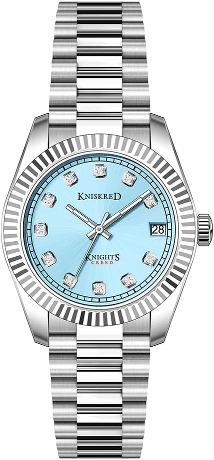 Detalle de KNISKRED montre classique femme avec accents en cristal et bracelet en acier inoxydable