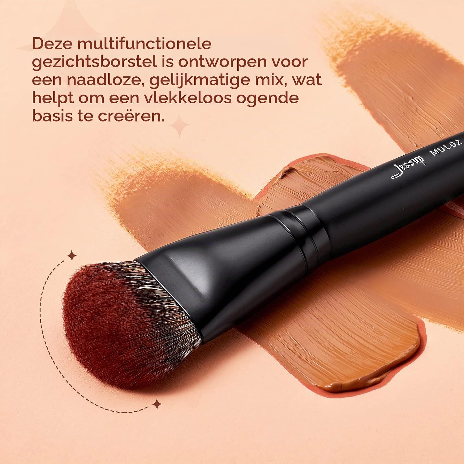 Thumbnail 1 de Jessup MUL02 schuine foundationkwast voor vloeibare make-up, met dichte nylon haren