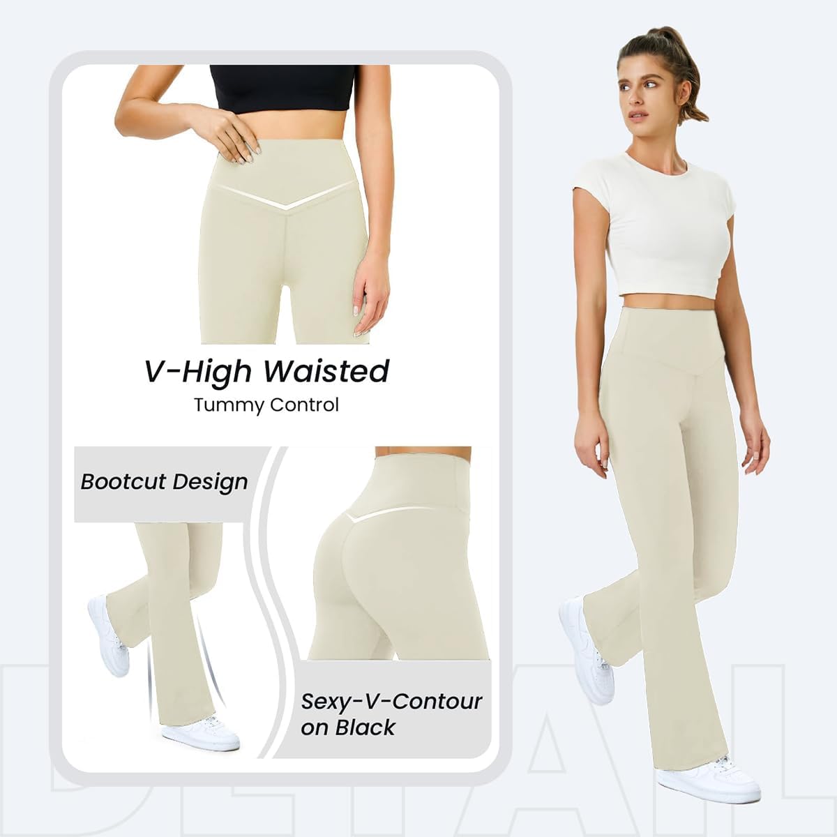 Thumbnail 4 de Glacspyg Damen Yogahose Flared mit Hoher Taille – Bauchkontrolle, Trainings- und Freizeit-Jogginghose