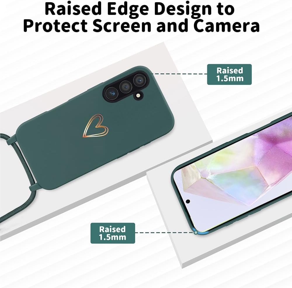 Thumbnail 1 de Handyband für Samsung Galaxy A16 5G Hülle mit abnehmbarer Kordel – MoEvn Herz Love Design (Silikon), grün