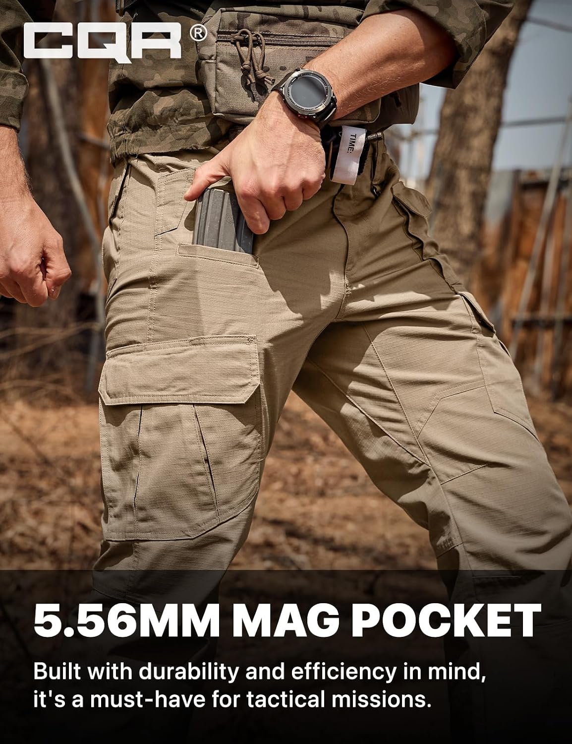 Detalle de CQR TLP117 Men's Tactical Ripstop Cargo Pants, Water-Resistant 65/35 Blend