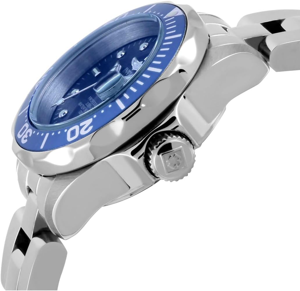 Detalle de Invicta Pro Diver Femme 24 mm – Montre quartz en acier inoxydable, cadran bleu