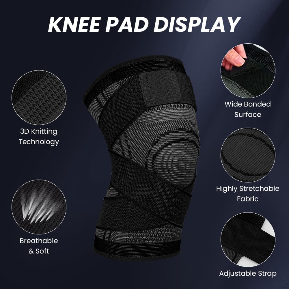 Thumbnail 2 de Fefod genouillère de sport élastique réglable rotulienne et ligamentaire