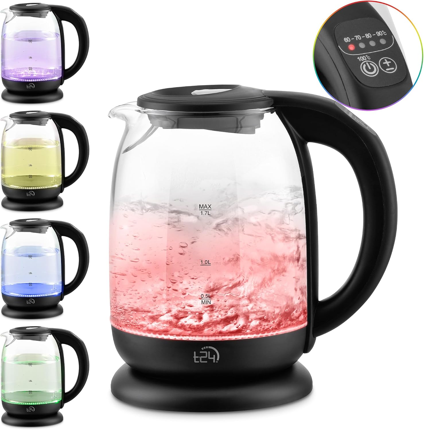 Detalle 2 de T24 Wasserkocher Glas 1,7 L mit Temperatureinstellung