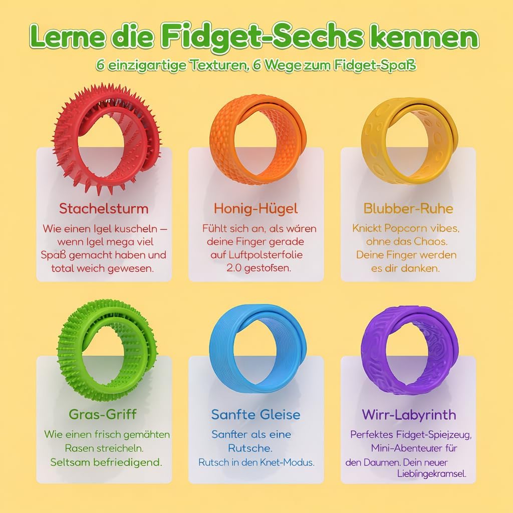 Thumbnail 1 de AotBlcer: 6 strukturierte Sensorik-Armbänder mit Silikonverschluss für Kinder & Erwachsene
