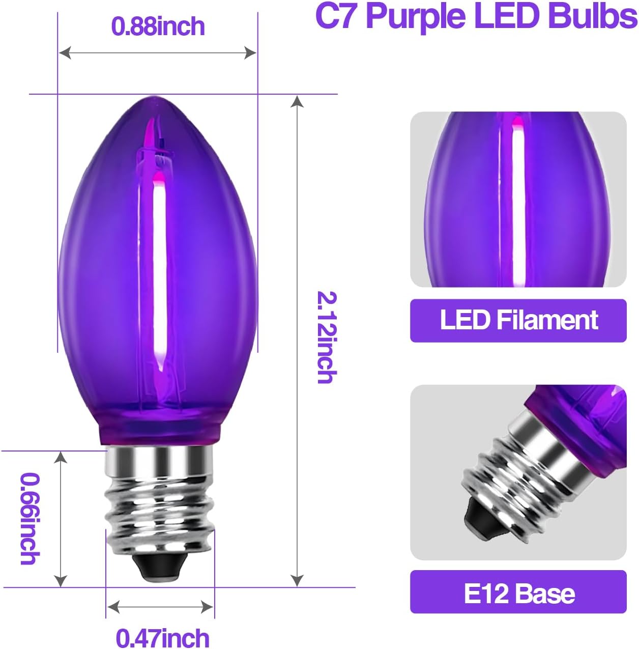 Detalle 2 de CHYSUPER C7 LED Replacement Bulbs, E12 Base