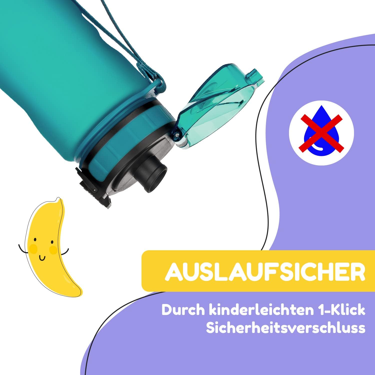 Detalle de Schmatzfatz Trinkflasche Kinder 0,5 L – auslaufsicher, BPA-frei, mit Fruchteinsatz