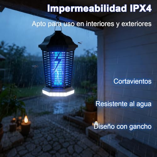 Thumbnail 3 de WUEAOA Lámpara antimosquitos con iluminación LED y rejilla de alta tensión 4000V