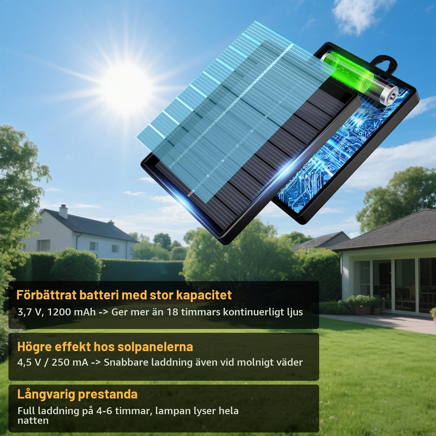 Detalle de Electight sla15c solcellsljusslinga med 300 LED i varma färger