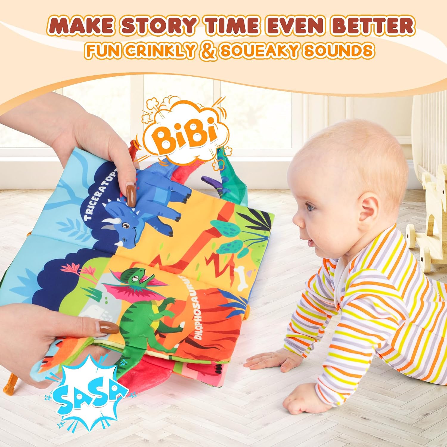Thumbnail 6 de BBWOO Soft Baby Book Toy with Crinkle Sounds, Textured Tails and Teether