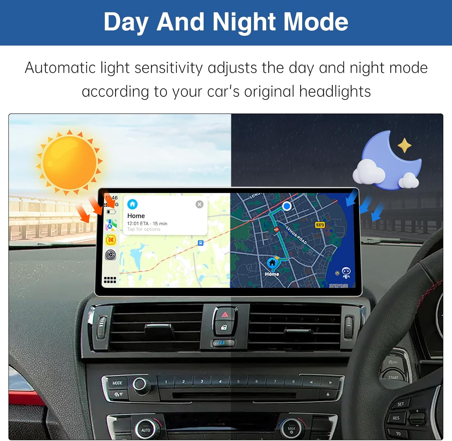 Detalle de Road Top 12.3 Inch Ultra-Narrow CarPlay Screen Upgrade for BMW 1 Series F20/F21 and 2 Series F22 (2013-2015)