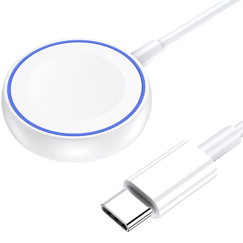 Detalle de yootech Cargador inalámbrico magnético para Apple Watch Series 11/10/9/8/7/6/5/4/3/2/SE/Ultra con USB‑C portátil (blanco, cable 1 m)