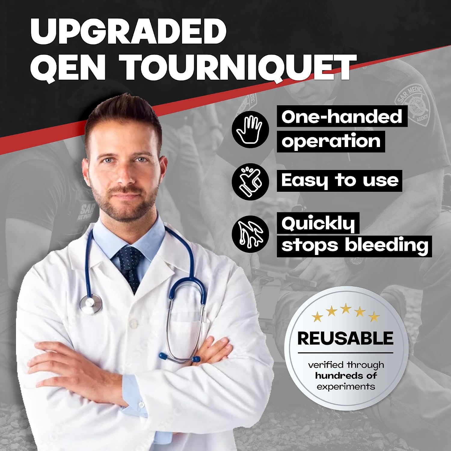 Detalle de Qen Tourniquet for Severe Bleeding Control (One-Hand Operation)