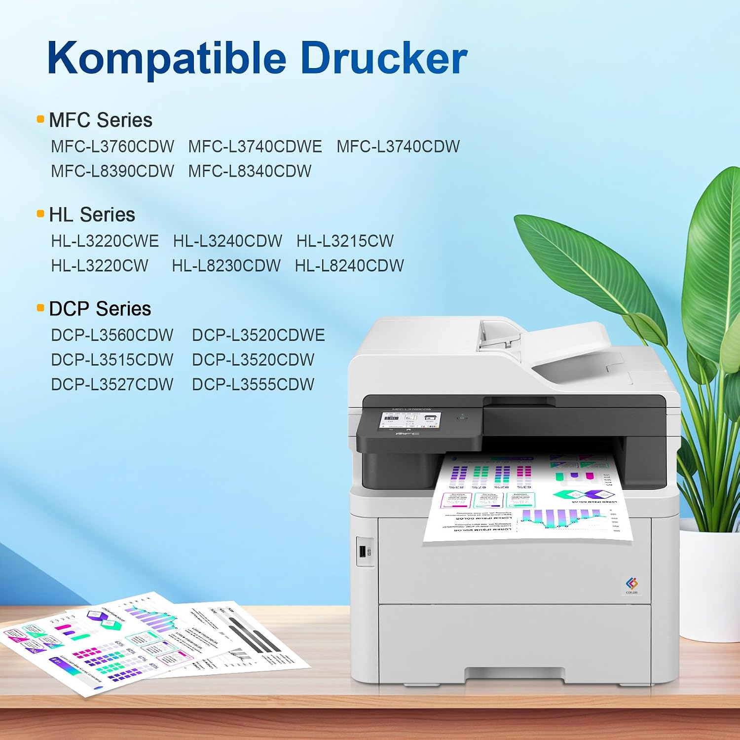 Detalle 2 de Denvoer TN248XL Tonerpatronen-Set (5er-Pack) kompatibel mit Brother TN248 – CMYK mit Chip
