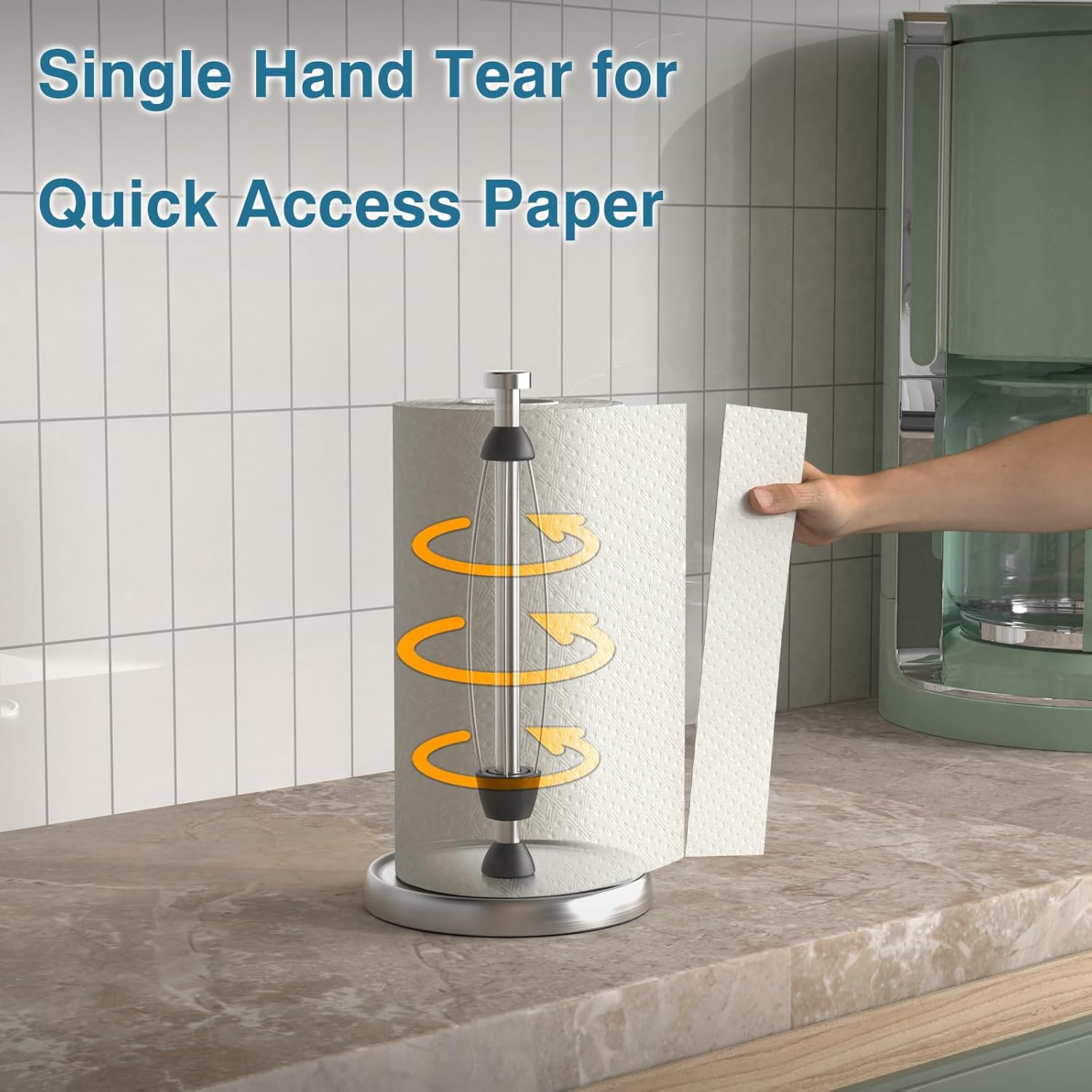 Detalle de Swaitee ACZN02S Countertop Paper Towel Holder, Stainless Steel, Silver