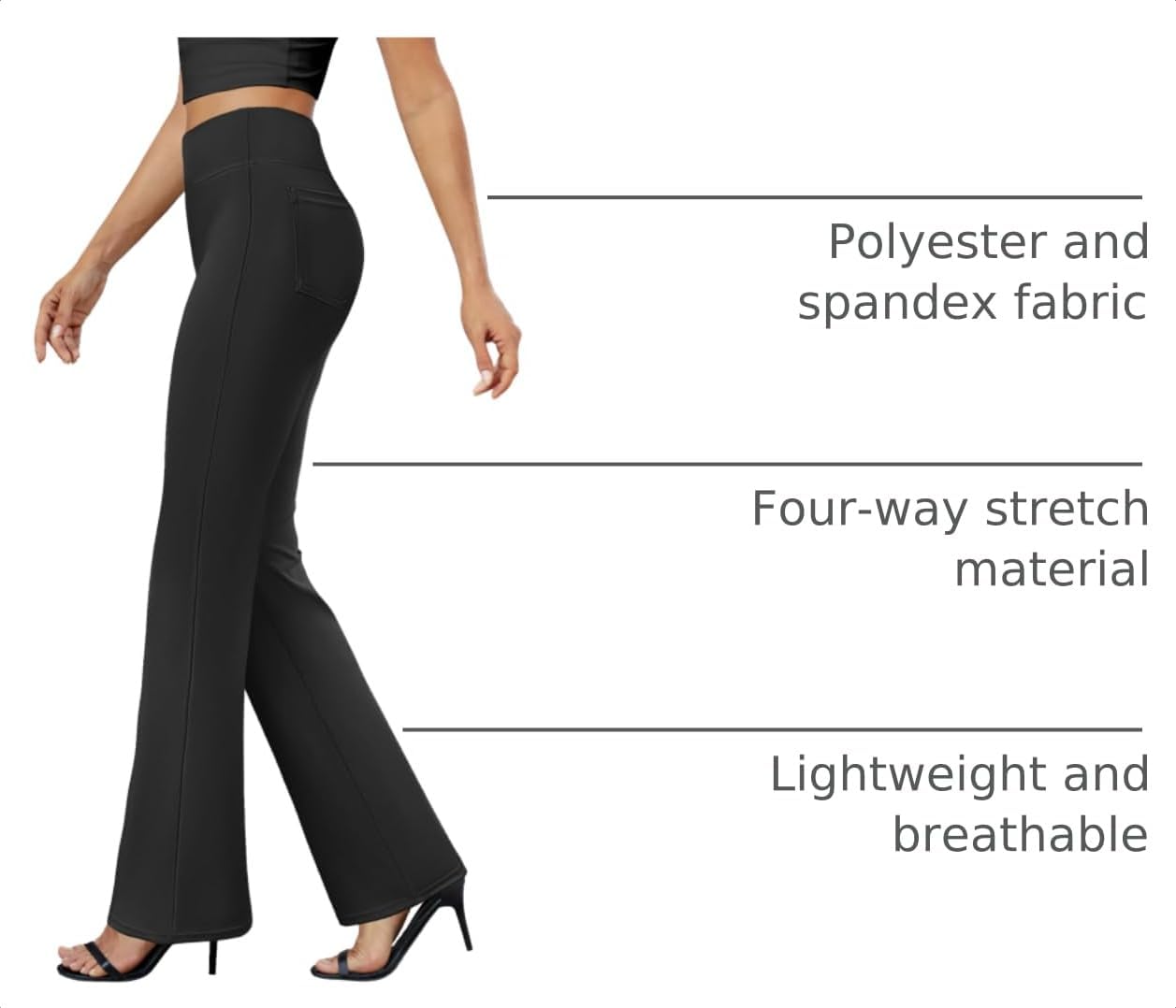 Detalle 2 de DLOODA Women's Bootcut Dress Pants with Stretch Fabric and Back Pockets