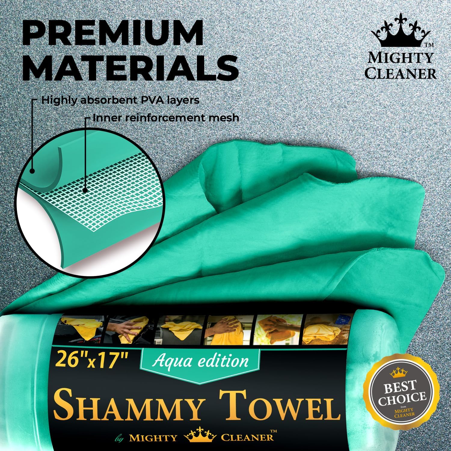 Detalle 2 de Mighty Cleaner Premium 2pk + 1 Free Shammy Cloth for Car Drying (26 x 17 in)