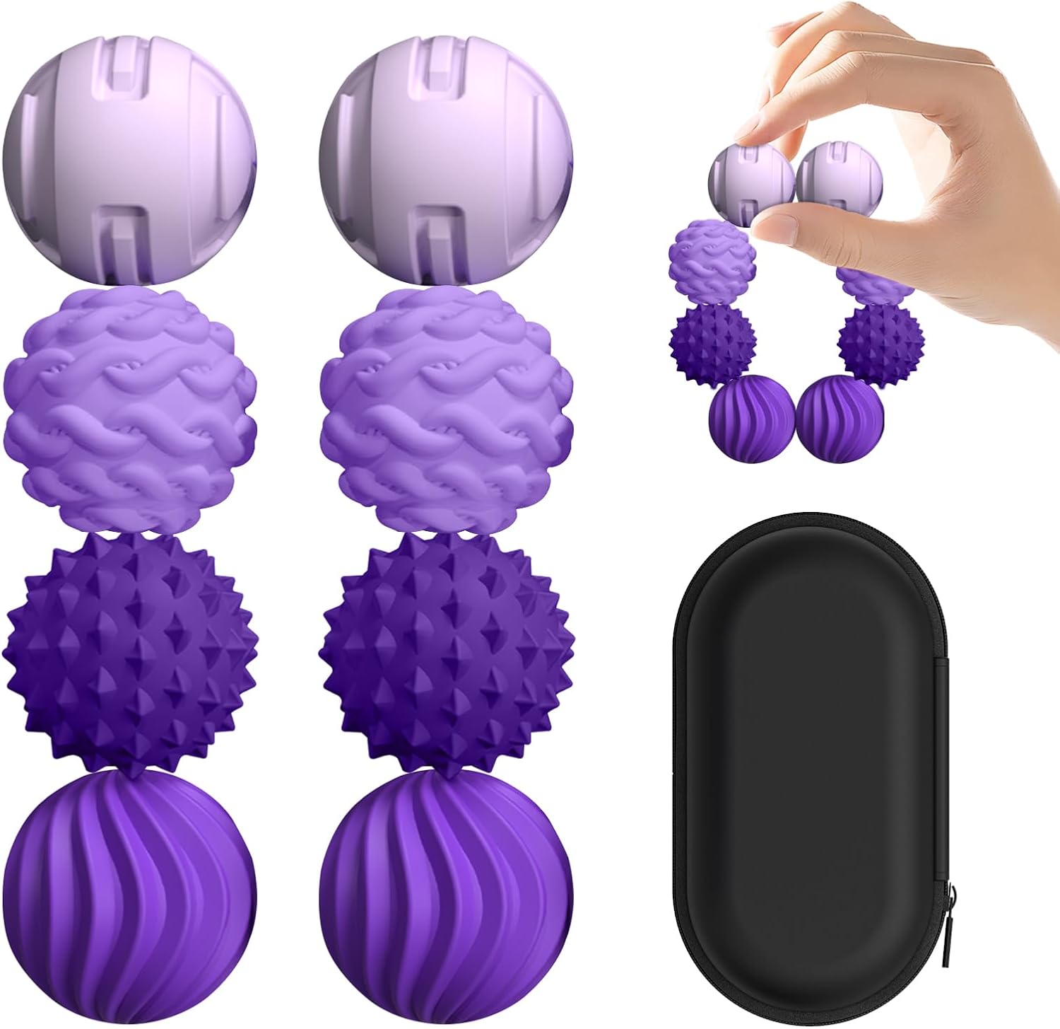 Detalle de XYOFUN Magnetische Silikon-Fidget-Toys, 8er-Set in Violett – Stressabbau für Büro und Zuhause