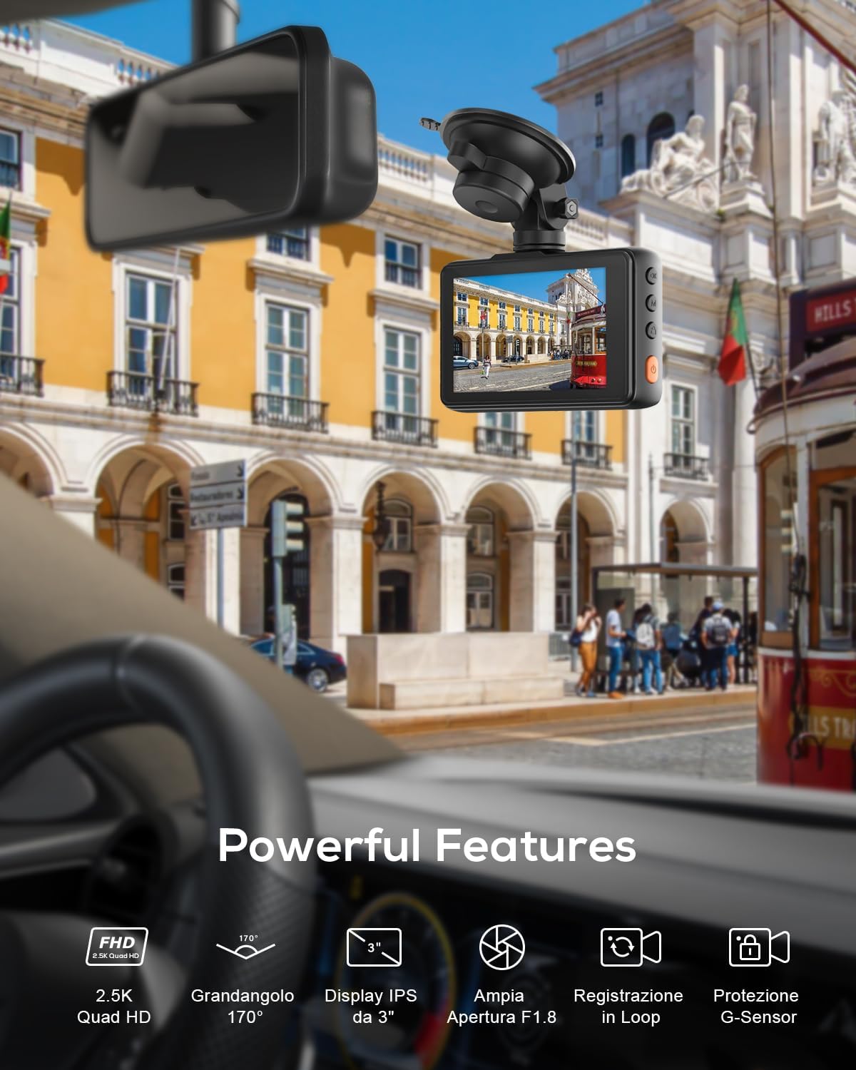 Thumbnail 1 de iZEEKER 2.5K Dash Cam Auto: Dashcam 1440P QHD, 3" IPS e registrazione 24H parcheggio