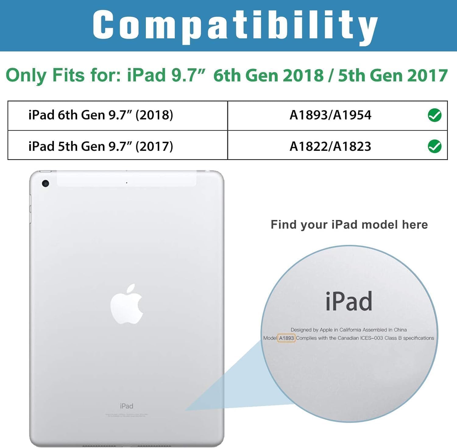 Thumbnail 1 de ProCase Schutzhülle für iPad 9,7 Zoll (iPad 5/6, Modelle A1893/A1954/A1822/A1823) – automatische Schlaf-/Wachfunktion, Nachtgrün