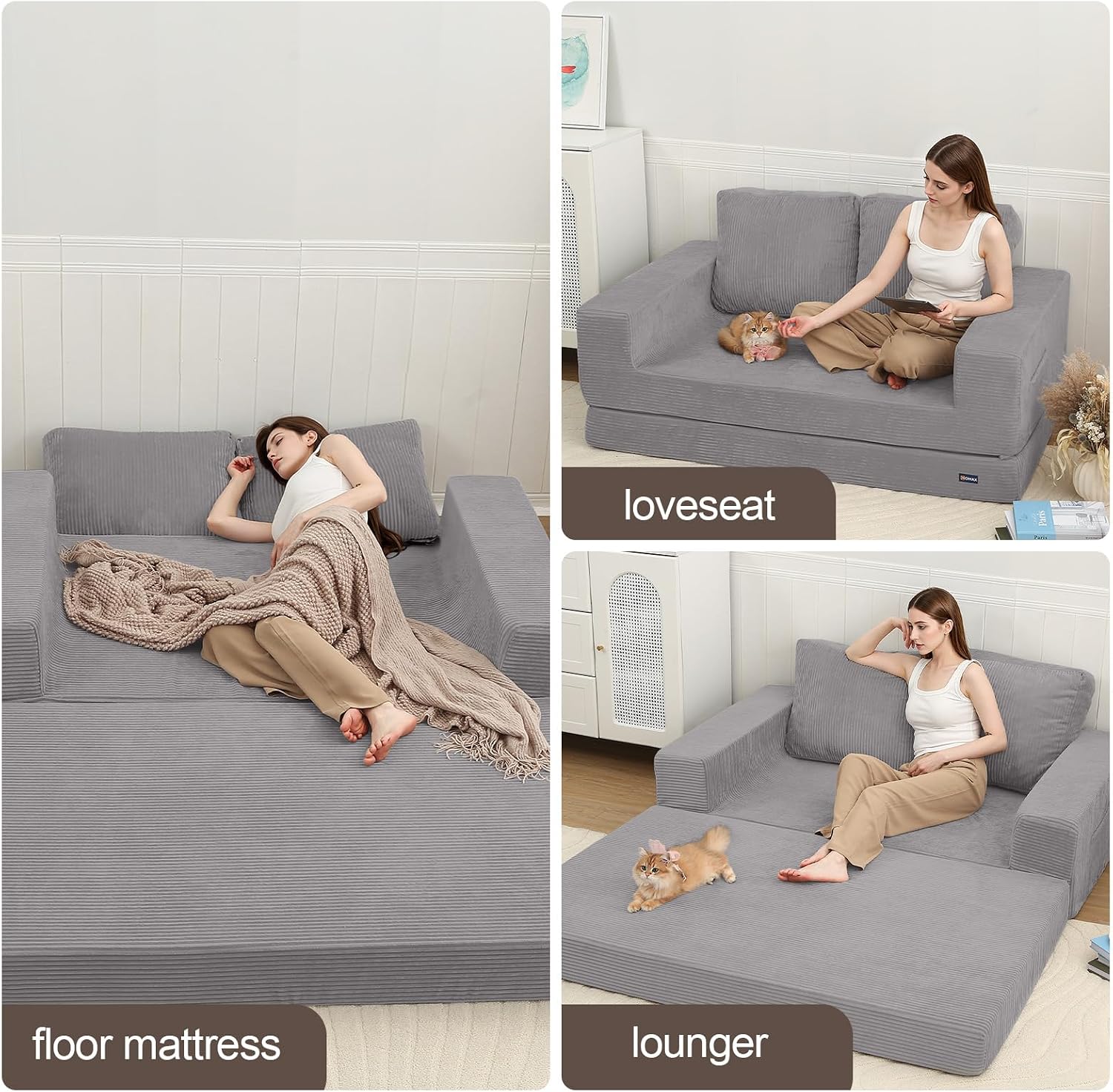 Thumbnail 4 de COMAX 4-in-1 Futon Sofa Bed: Space-Saving Convertible Couch for Small Living Spaces