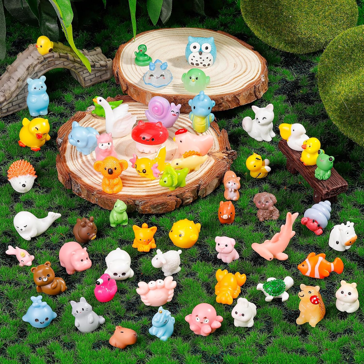 Detalle 2 de 200 Pcs Mini Patio Miniatures: Colorful Resin Animal Figures for Fairy Gardens & Dollhouses