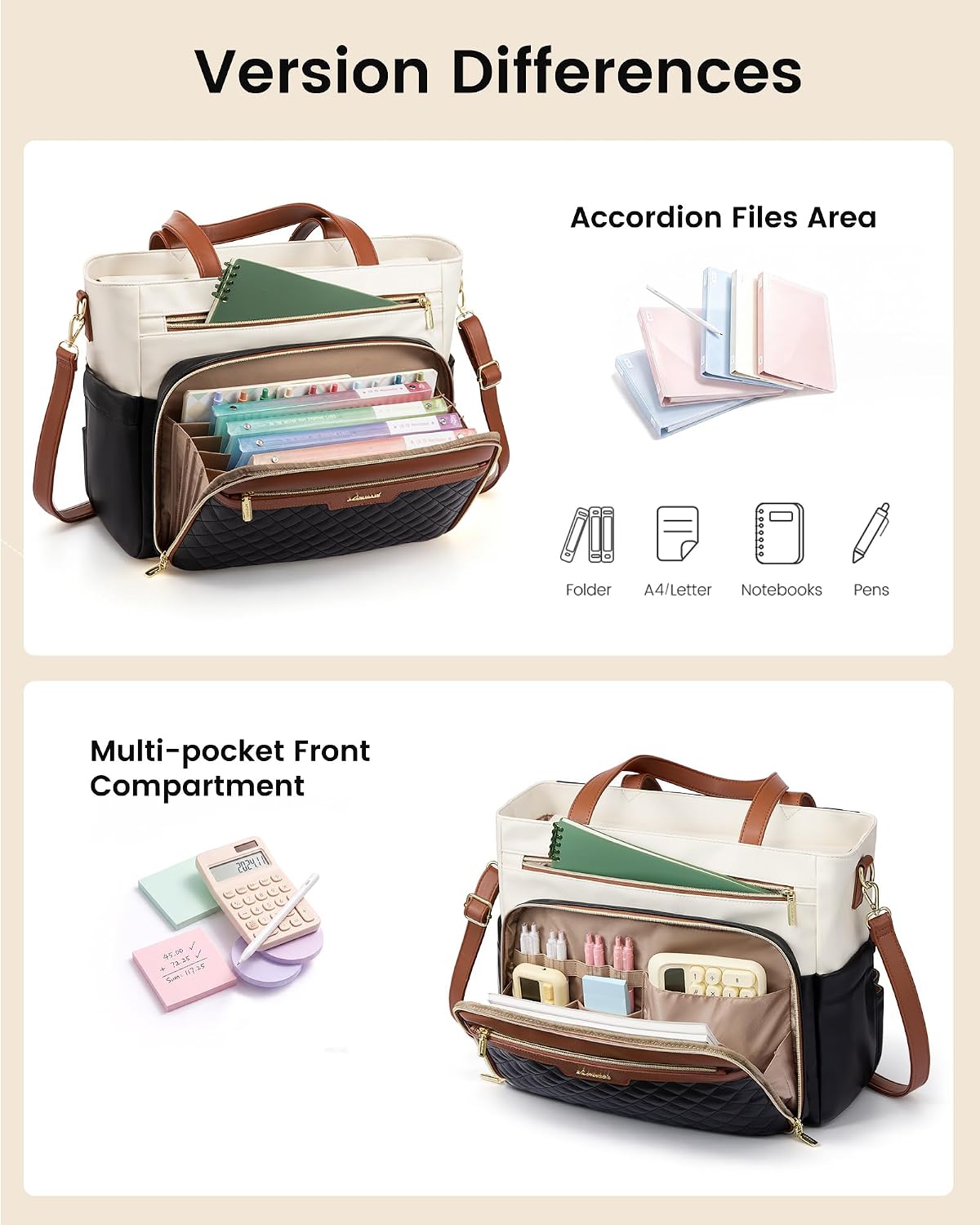 Detalle 2 de LOVEVOOK Teacher Tote Bag PU Leather