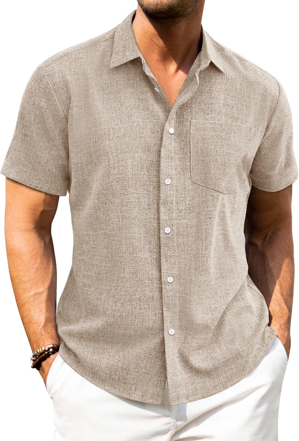 Thumbnail 5 de J.VER Leinenhemd Herren mit Kruzarm, Regular Fit – leichtes Sommerhemd mit Tasche