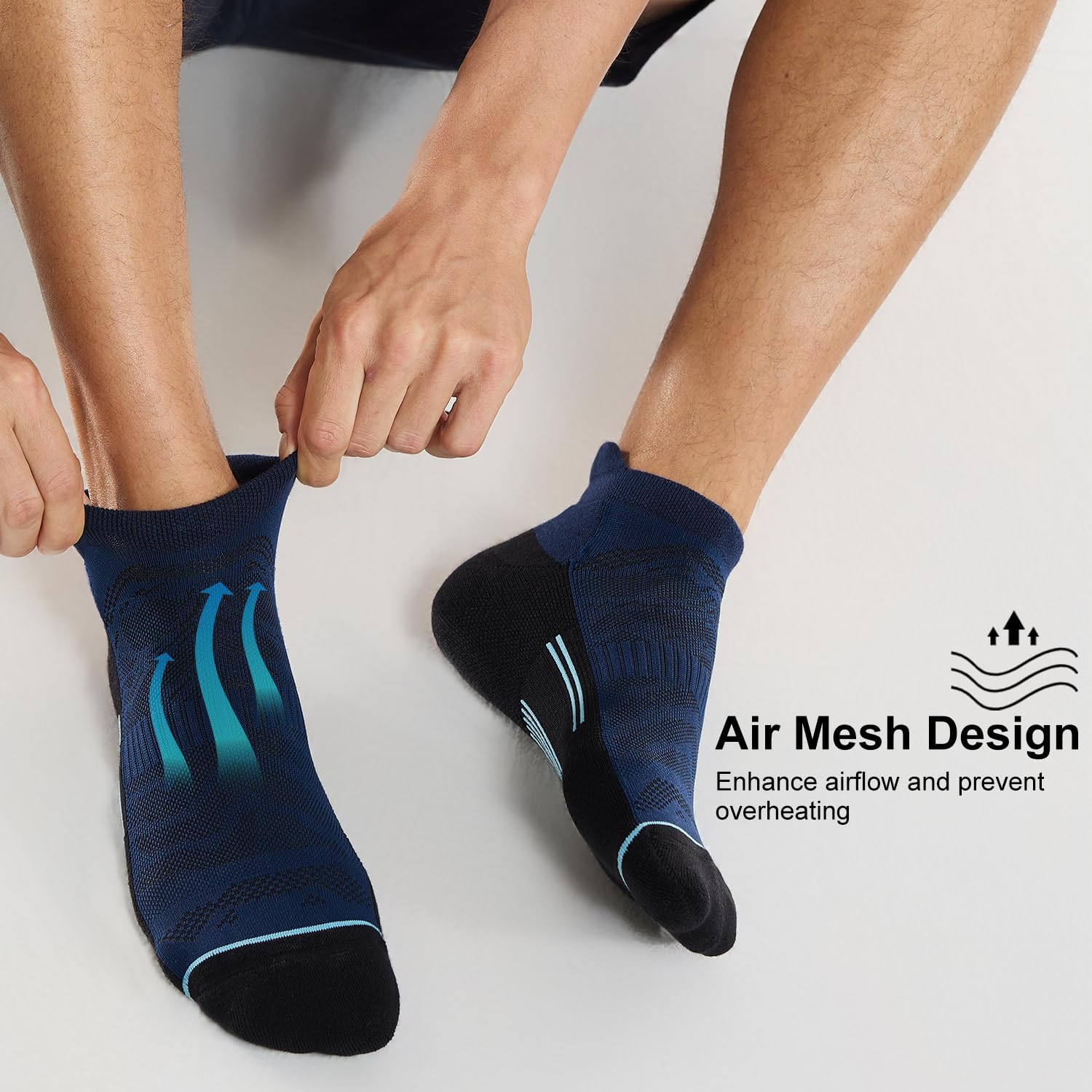 Detalle de FITRELL Men's 6 Pack Ankle Running Socks: Cushioned, Low-Cut Comfort for Everyday Runs