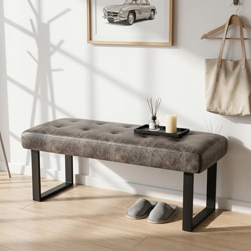 JIEXI Banco tapizado con patas de metal y reposapiés de diseño