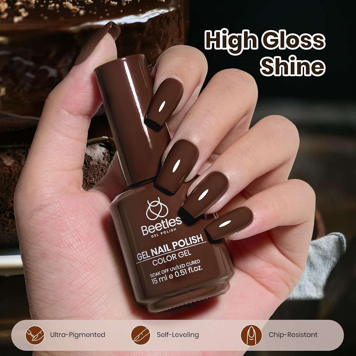 Detalle 1 de Beetles Brown Gel Nail Polish 15 mL
