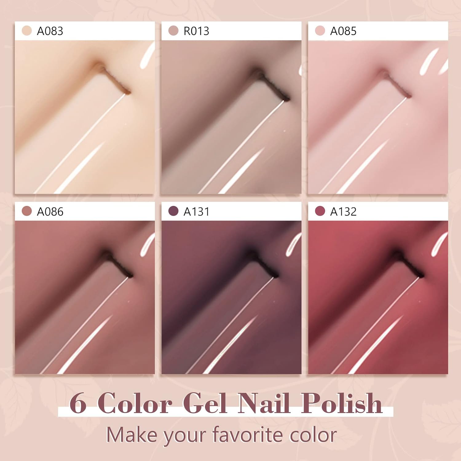 Detalle 2 de Shining She UV-Nagellack-Set (6 Farben) – Nude & Neutral Nuancen für Gel-Soak-Off, 8 ml pro Flasche