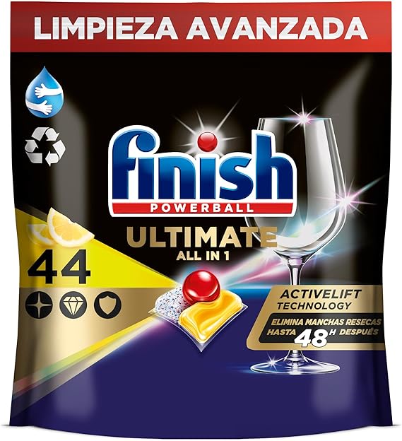Finish Powerball Ultimate Pastillas Lavavajillas Limón 🍋 44 Unidades