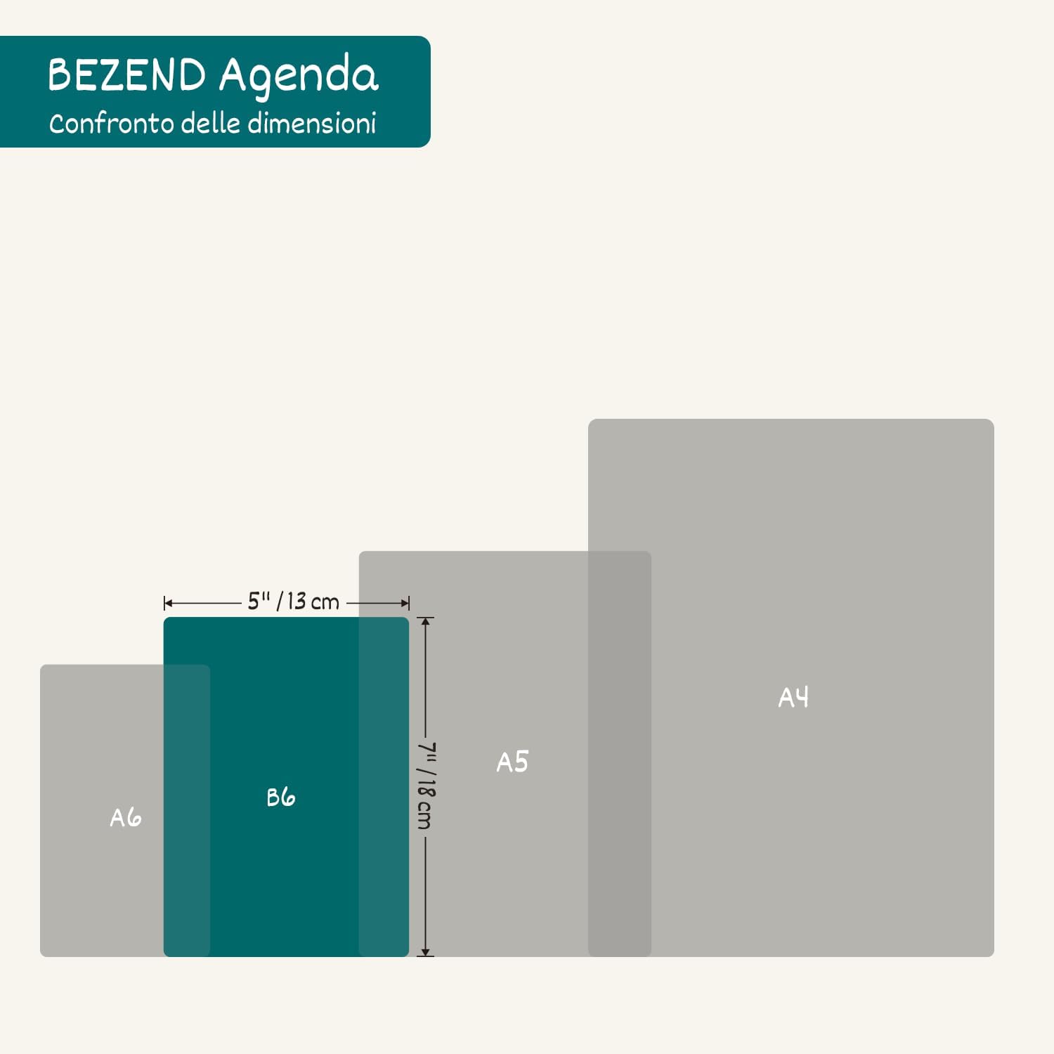 Detalle 2 de BEZEND Agenda 2026/2027 Giornaliera B6 17x12 cm, Copertina in Pelle PU Verde Scuro, 16 mesi