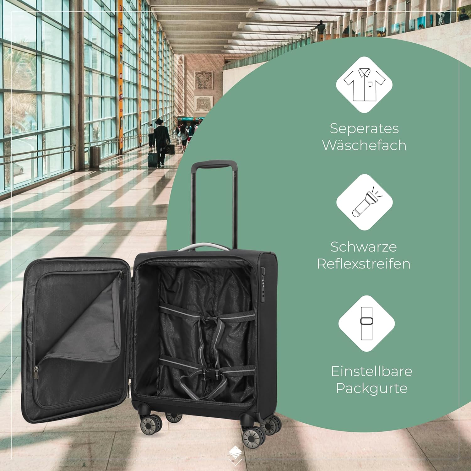 Detalle 2 de travelite JETPACK Handgepäckkoffer 55x40x20 cm (ultraleicht, 4 Rollen) für Ryanair & Condor