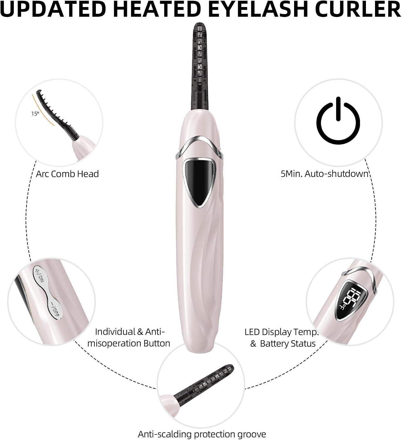Thumbnail 4 de EYECURL S600 Heated Eyelash Curler, USB-C Rechargeable, Soft Pink