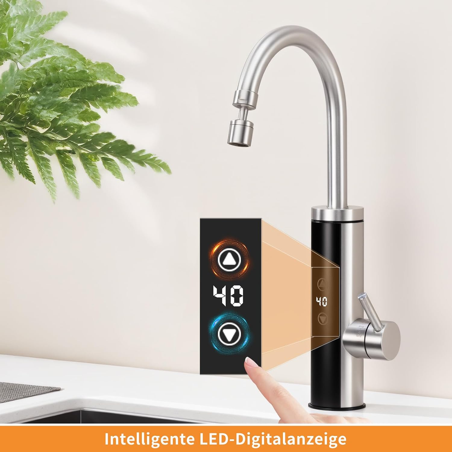 Thumbnail 5 de HOMELODY Elektrischer Wasserhahn mit Durchlauferhitzer (230V) und Touch-Temperaturregler für Küche, Garten & Camping