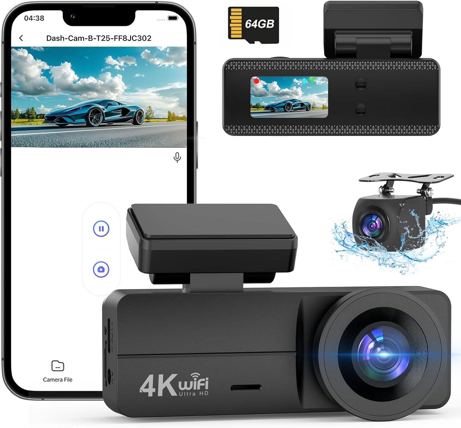 Detalle de DYNACAM Dash Cam Front and Rear 4K