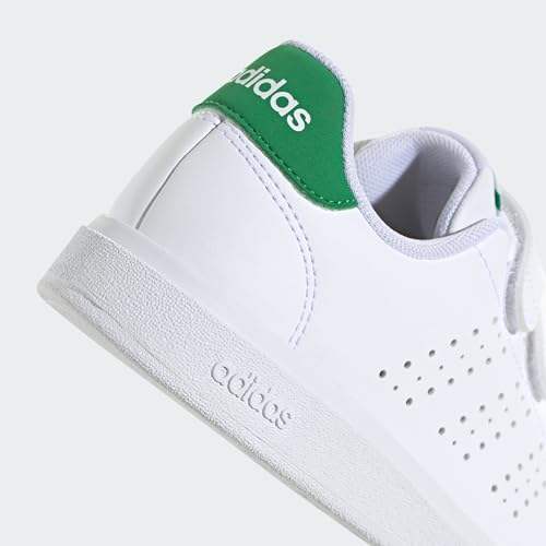 Thumbnail 5 de adidas Unisex Kids Advantage Base 2.0 Shoes – Cloud White/Cloud White/Green, 12 UK