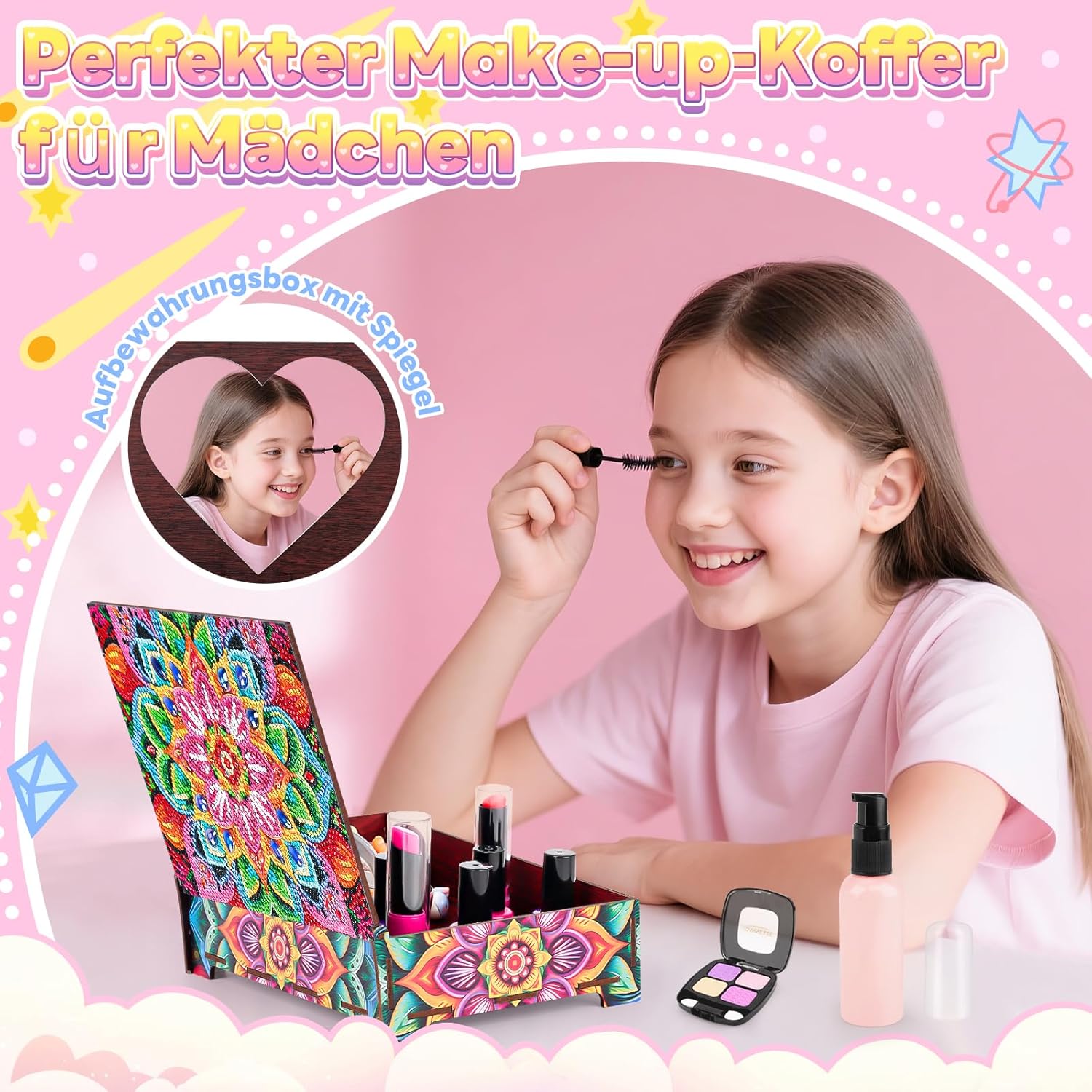 Thumbnail 2 de Flnlano Diamond Painting Schmuckkästchen Herz – Bastelset für Mädchen ab 6 Jahren