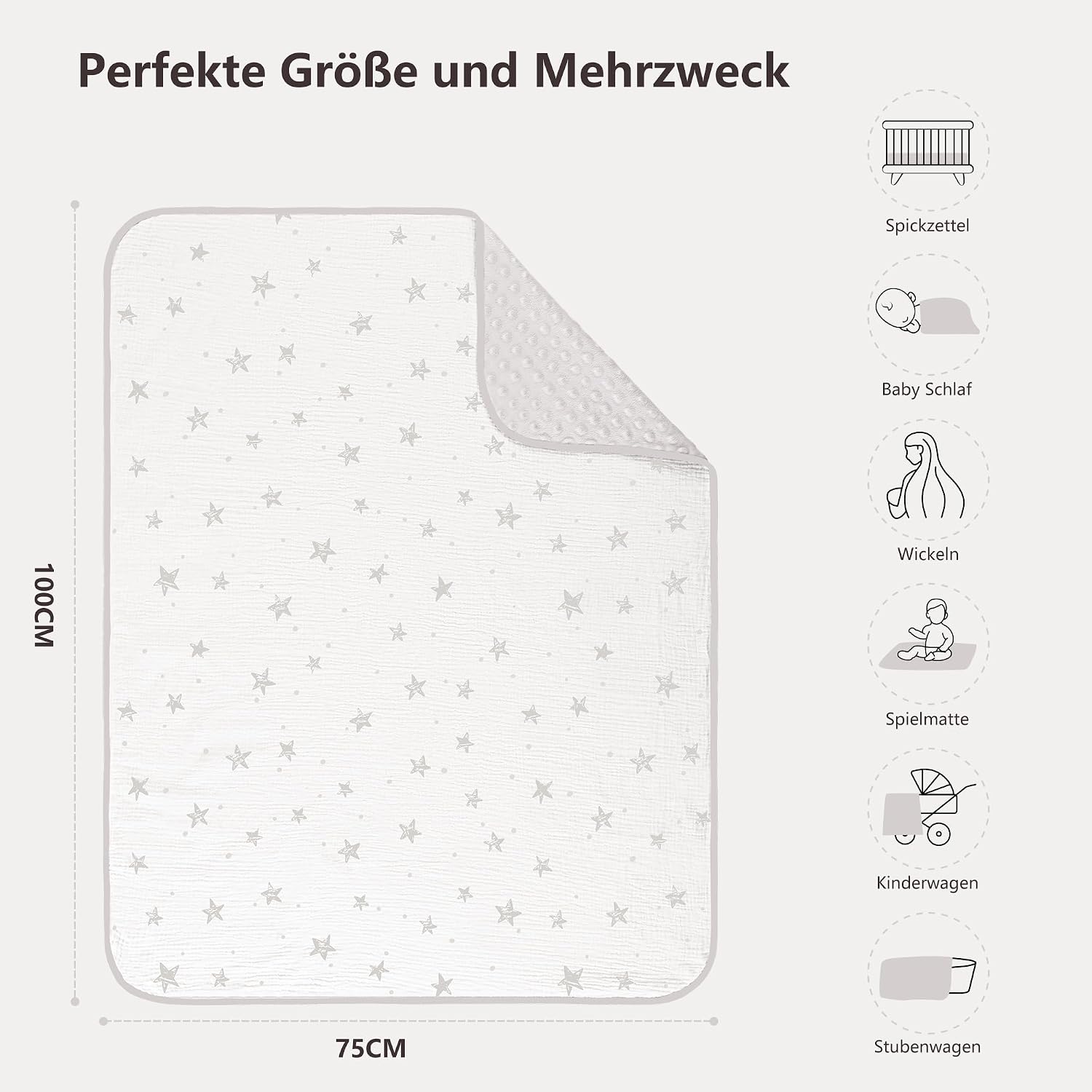 Thumbnail 2 de Susurration Babydecke Baumwolle 75x100 cm Cream Star