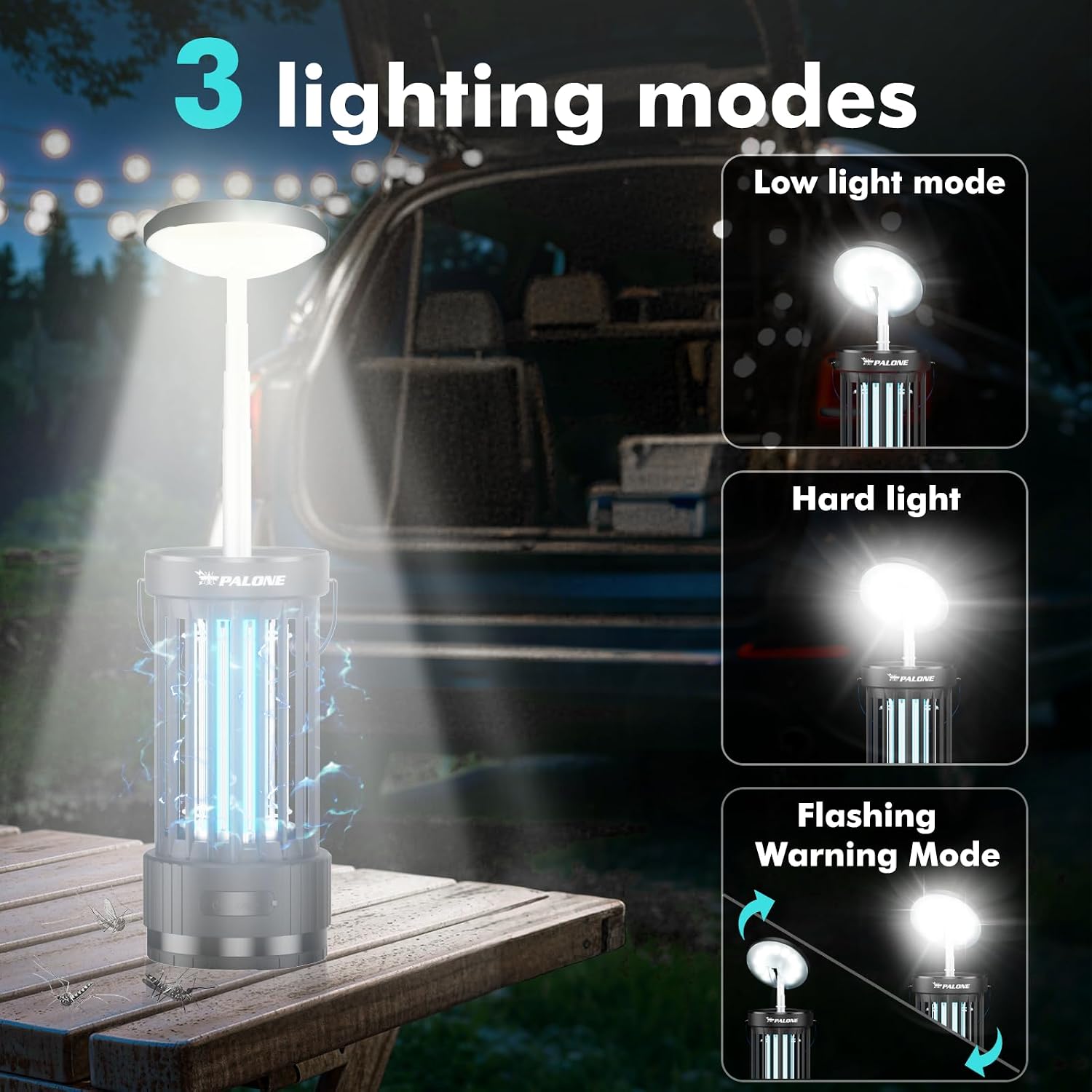 Thumbnail 1 de Rechargeable Bug Zapper: 4000mAh USB Electric Fly Killer with 3-in-1 UV Mosquito Trap & LED Camping Lantern